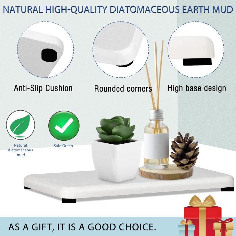 Lyxel 4PCS Water Absorbing Stone Tray  Quick Drying Diatomite Stone Sink Tray  Water Absorbent Stone Coasters for Bathroom Counter  Kitchen Soap Dish Holders Toothbrush Holders in Modern Home - Image 3